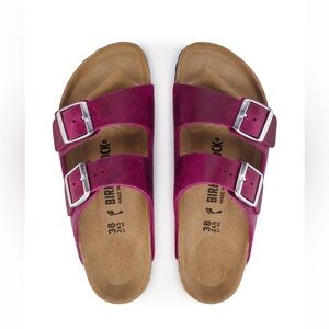 Birkenstock Arizona oiled leather two strap sandals festival fuchsia new